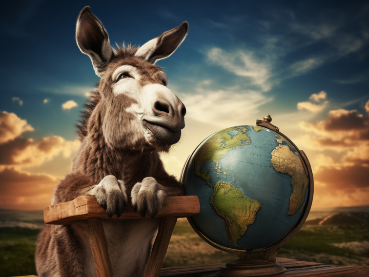 donkey that is thinking about traveling the world