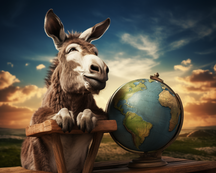 donkey that is thinking about traveling the world
